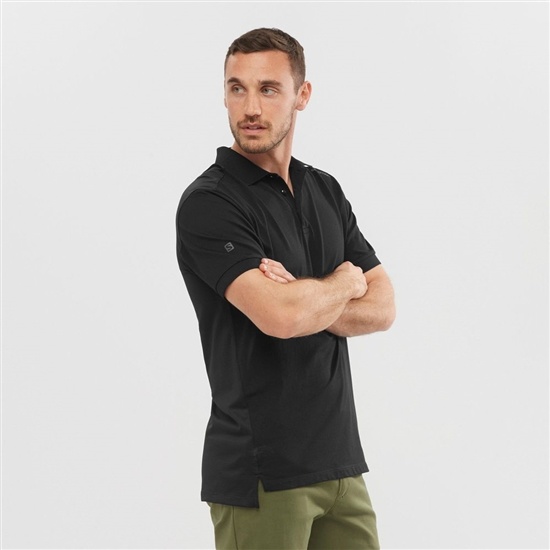 Black Men's Salomon OUTLIFE TECH POLO M Short Sleeve T Shirts | 471-ECRMHU