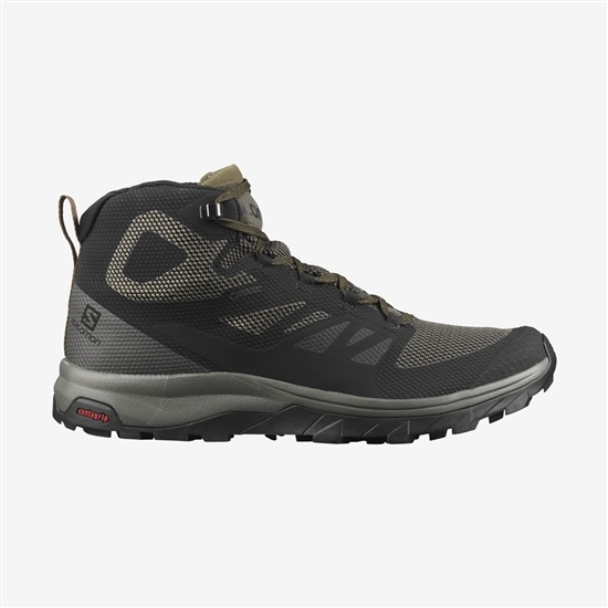 Black Men's Salomon OUTLINE MID GORE-TE Hiking Boots | 103-ADKOQI