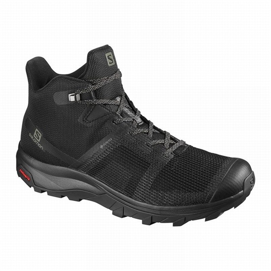 Black Men's Salomon OUTLINE PRISM MID GORE-TEX Hiking Shoes | 564-IWHPSL