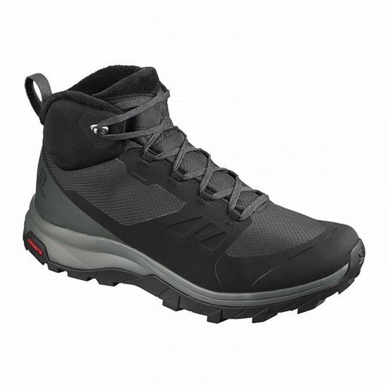 Black Men's Salomon OUTSNAP CLIMASALOMON WATERPROOF Winter Boots | 903-HZAQDT