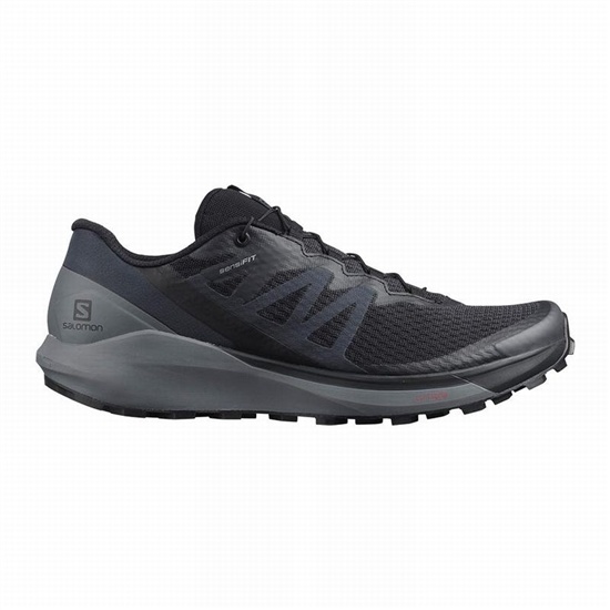 Black Men's Salomon SENSE RIDE 4 Running Shoes | 963-MJFSLZ