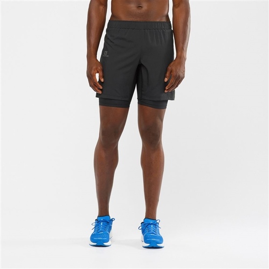 Black Men's Salomon XA TWINSKIN Shorts | 043-UMWYPS