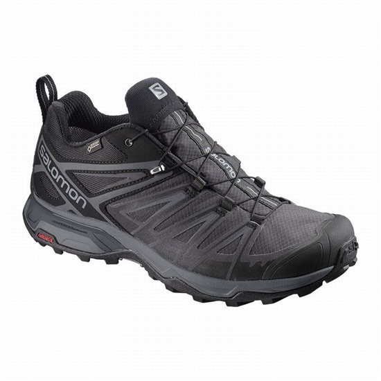 Black Men's Salomon X ULTRA 3 WIDE GORE-TEX Hiking Shoes | 789-NVSJGB