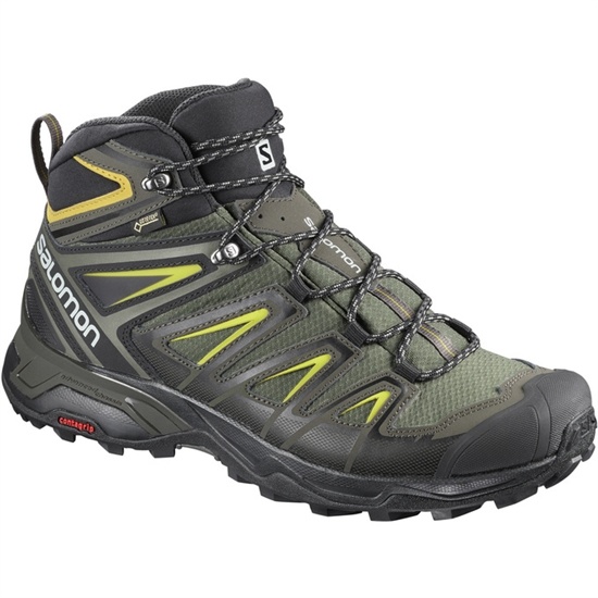 Black Men's Salomon X ULTRA 3 WIDE MID GTX Hiking Shoes | 182-ASYLKV