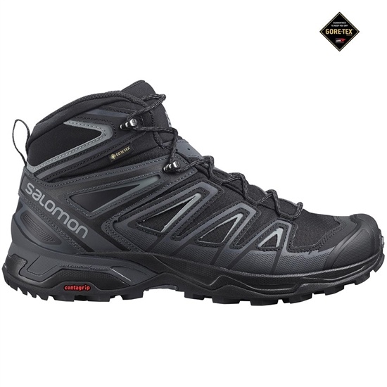 Black Men's Salomon X ULTRA MID 3 GTX Hiking Boots | 540-GSXPIF