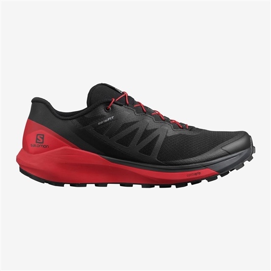 Black / Red Men's Salomon SENSE RIDE 4 Trail Running Shoes | 732-ZSWQCD