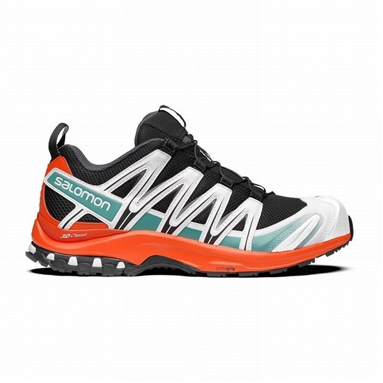 Black / Red Orange Men's Salomon XA PRO 3D Trail Running Shoes | 135-DJKUGE