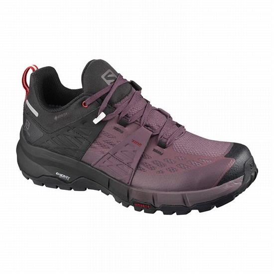 Black / Red Women's Salomon ODYSSEY GTX W Hiking Shoes | 425-OTZXNW