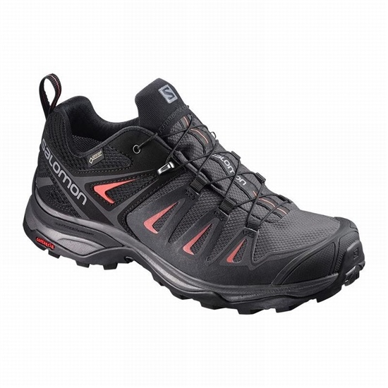 Black / Red Women's Salomon X ULTRA 3 GORE-TEX Hiking Shoes | 570-YTZXJO