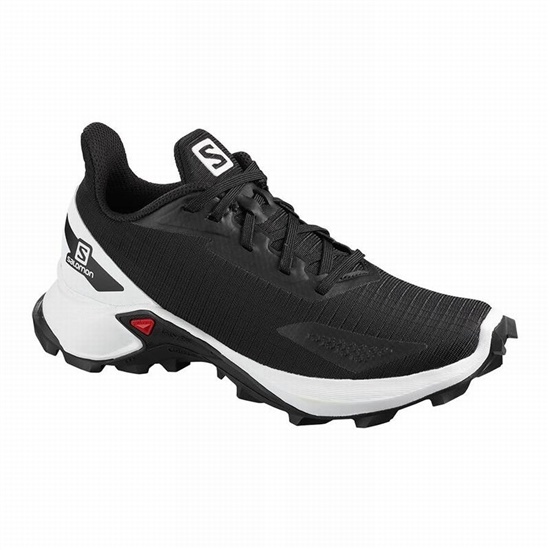 Black / White Kids' Salomon ALPHACROSS BLAST Trail Running Shoes | 046-ZHTGUI