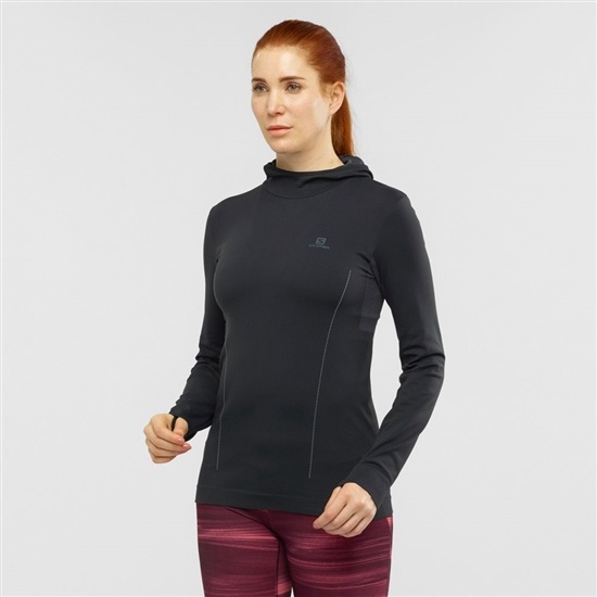 Black Women's Salomon ESSENTIAL SEAMLESS Midlayers | 869-KNYFCE