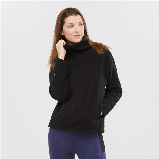 Black Women's Salomon OUTLIFE MIDLAYER W Crewneck Pullover | 132-TOKDXW