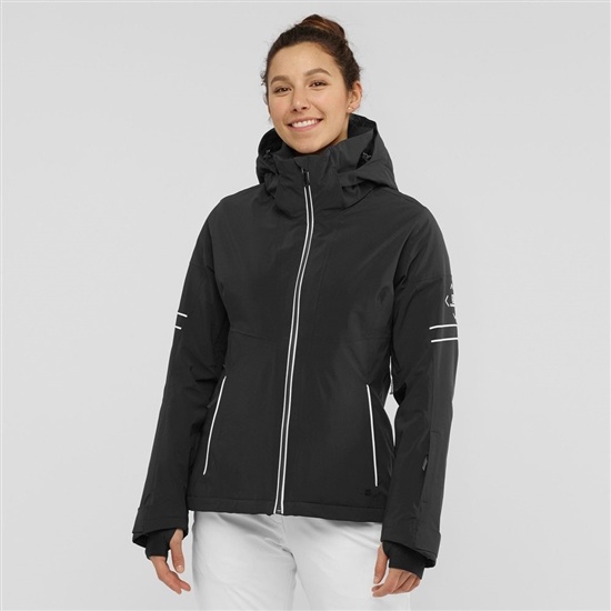 Black Women's Salomon THE BRILLIANT W Ski Jackets | 086-ERNLFO