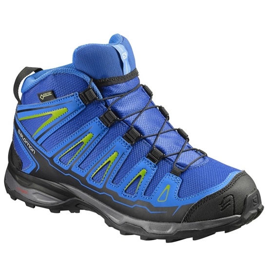 Blue / Black Kids' Salomon X-ULTRA MID GTX J Hiking Shoes | 598-FJRBEX