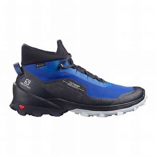 Blue / Black Men's Salomon CROSS OVER CHUKKA GORE-TEX Hiking Shoes | 012-RQDCNY