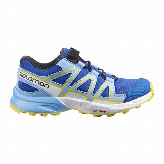 Blue / Lemon Kids' Salomon SPEEDCROSS Trail Running Shoes | 569-FLRQBS