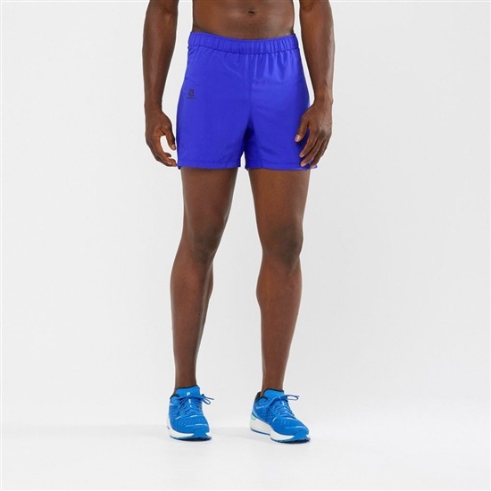 Blue Men's Salomon AGILE 5 RUNNING Shorts | 542-JZXSBO