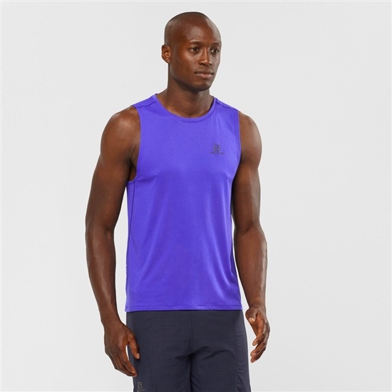 Blue Men's Salomon AGILE M Tank | 981-VBSMHU