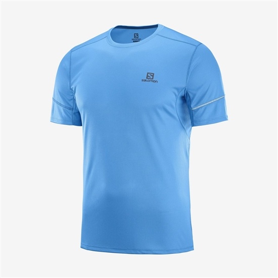 Blue Men's Salomon AGILE Tops | 420-WCPSMU