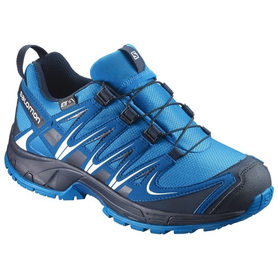 Blue / Navy Kids' Salomon XA PRO 3D CSWP J Trail Running Shoes | 908-HINUPW