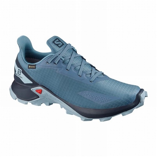 Blue / Navy Women's Salomon ALPHACROSS BLAST GTX W Trail Running Shoes | 089-FXUAVS