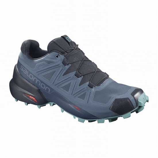 Blue / Navy Women's Salomon SPEEDCROSS 5 GORE-TEX Trail Running Shoes | 480-ZDHXQO