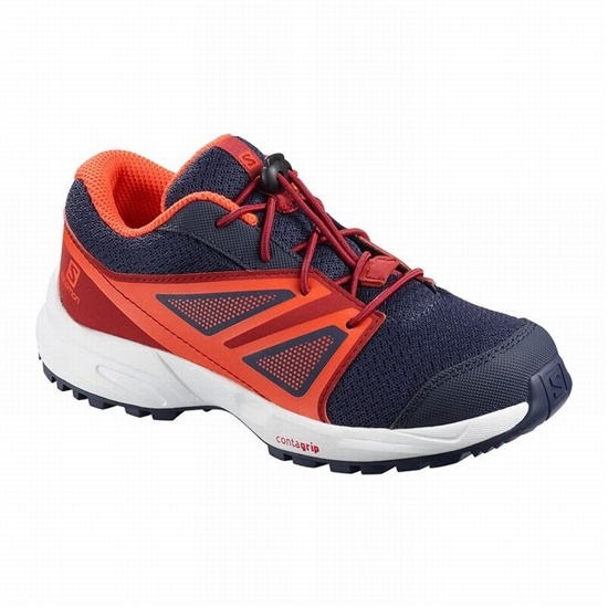 Blue / Red Kids' Salomon SENSE K Trail Running Shoes | 718-UKOPYR