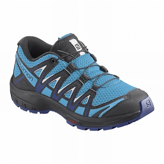 Blue / White Kids' Salomon XA PRO 3D J Trail Running Shoes | 385-QZRPMF