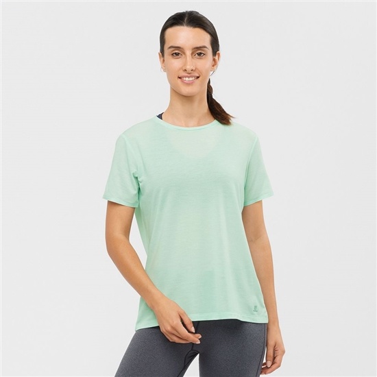 Blue Women's Salomon ESSENTIAL TENCEL T Shirts | 274-ULZAWJ