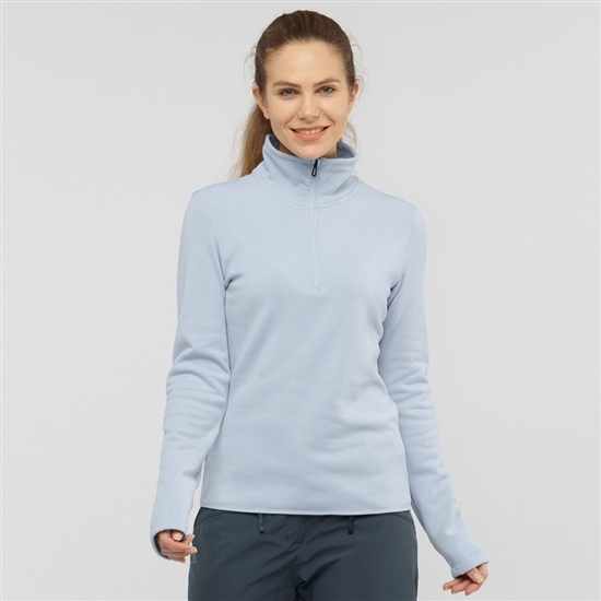 Blue Women's Salomon WARM AMBITION HALF ZIP W Jacket Midlayers | 861-IZFKWE