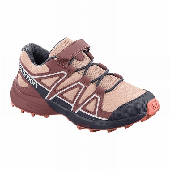 Burgundy / Coral Kids' Salomon SPEEDCROSS Trail Running Shoes | 184-MNWYVH