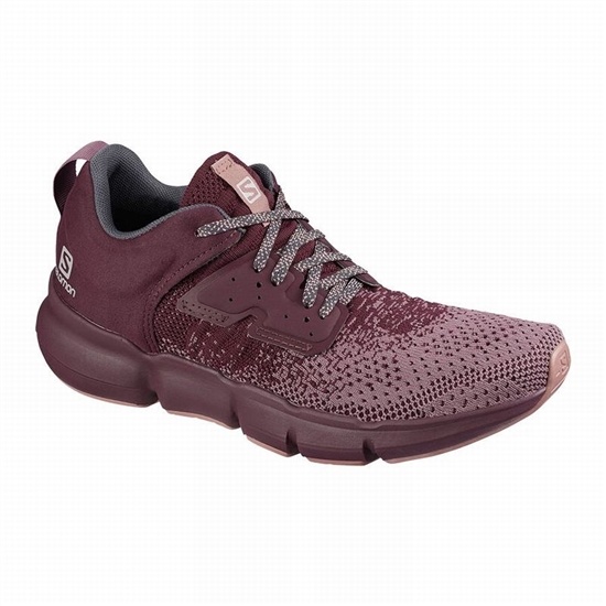 Burgundy / Dark Red Women's Salomon PREDICT SOC W Road Running Shoes | 647-FLNZAY