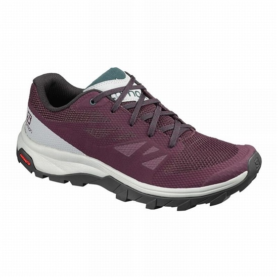 Burgundy / Green Women's Salomon OUTLINE Hiking Shoes | 179-SAFZOB