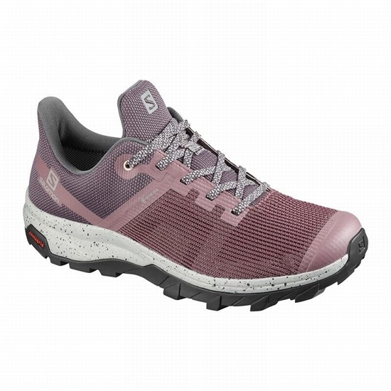 Burgundy Women's Salomon OUTLINE PRISM GORE-TEX Hiking Shoes | 210-CZJIAE