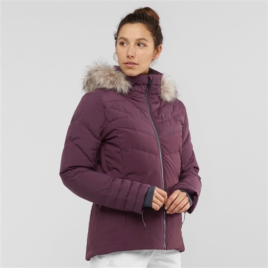 Burgundy Women's Salomon WARM AMBITION W Ski Jackets | 692-XCGRLF