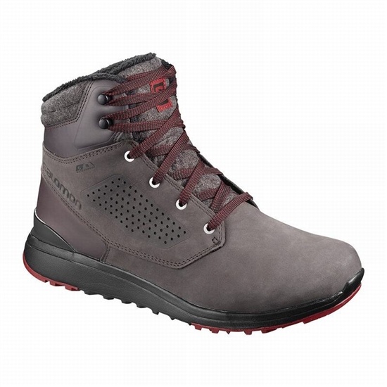 Chocolate / Black Men's Salomon UTILITY CLIMASALOMON WATERPROOF Winter Boots | 967-VELSCN