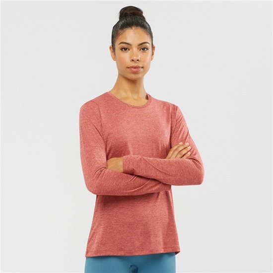 Coral Women's Salomon AGILE Long Sleeve T Shirts | 270-EDFRMO