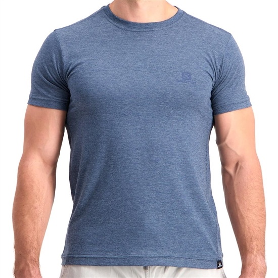 Dark Denim Men's Salomon EXPLORER SS M T Shirts | 390-HDUSME