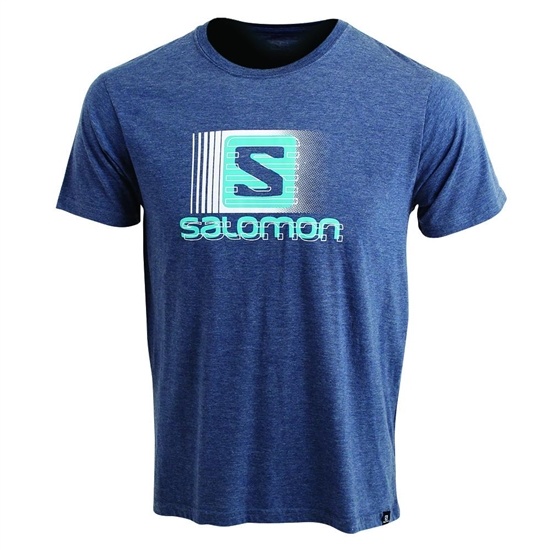 Dark Denim Men's Salomon FLASHBACK SS M T Shirts | 426-QERJGA