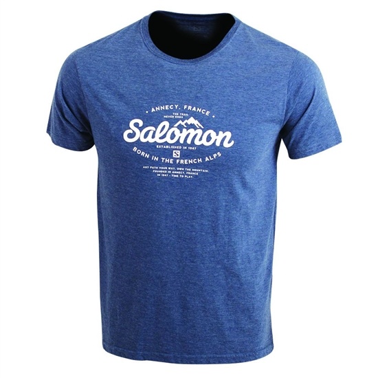 Dark Denim Men's Salomon SPRUCE SS M T Shirts | 596-HCJQAU