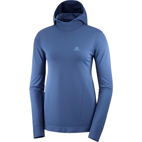 Dark Denim Women's Salomon AGILE MID HOODIE W SEAMLESS Midlayers | 023-XAIKCV