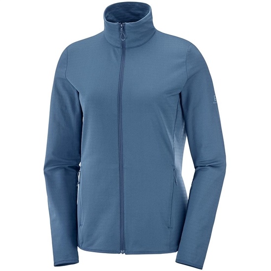 Dark Denim Women's Salomon OUTRACK FULL ZIP W Midlayers | 635-OSJCHU