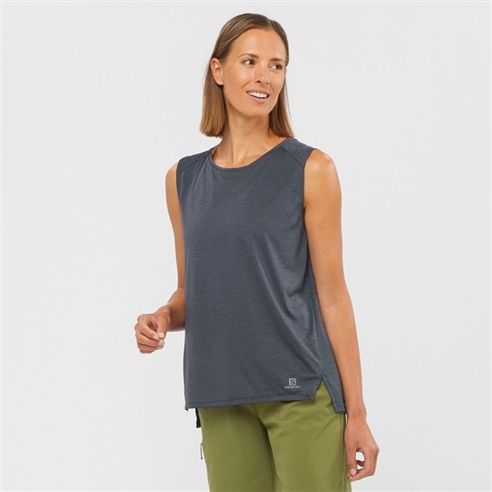 Dark Gery Women's Salomon OUTLINE SUMMER Tank | 395-XZIFPD