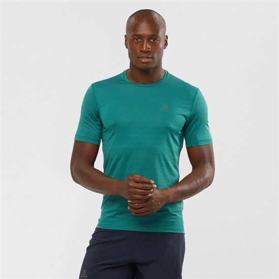 Green Men's Salomon OUTLINE New Trail Running Gear T Shirts | 459-EQWJZX