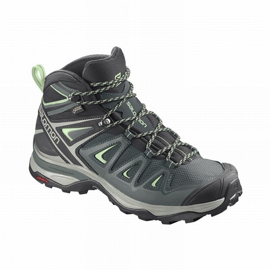 Green Women's Salomon X ULTRA 3 MID GORE-TEX Hiking Boots | 809-QHUPBK