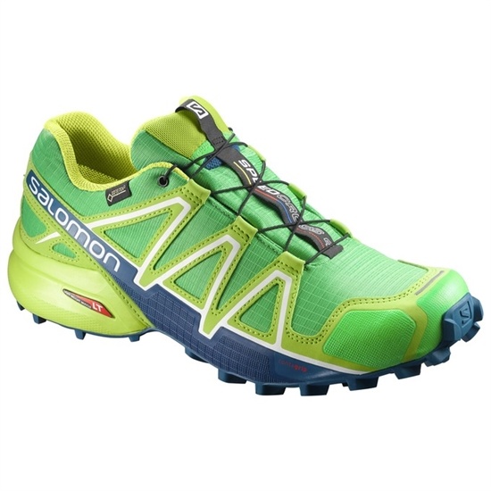 Green / Yellow Men's Salomon SPEEDCROSS 4 GTX Trail Running Shoes | 128-QNZMVI