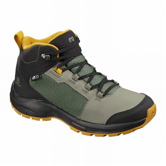 Grey / Black Kids' Salomon OUTWARD CLIMASALOMON WATERPROOF Hiking Shoes | 318-SFPTQK