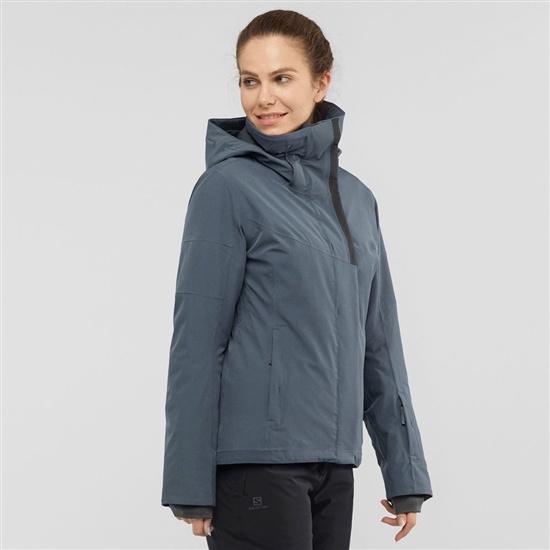 Grey / Black Women's Salomon SPEED Ski Jackets | 259-PZVGSH