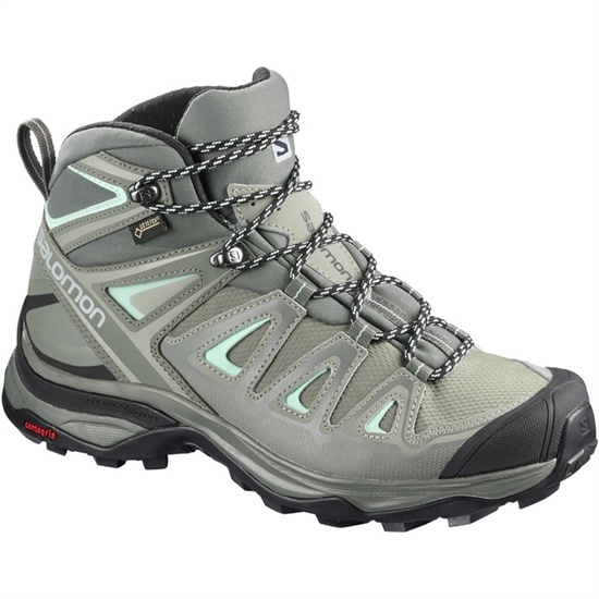 Grey / Black Women's Salomon X ULTRA 3 WIDE MID GTX W Hiking Shoes | 035-USLRHF