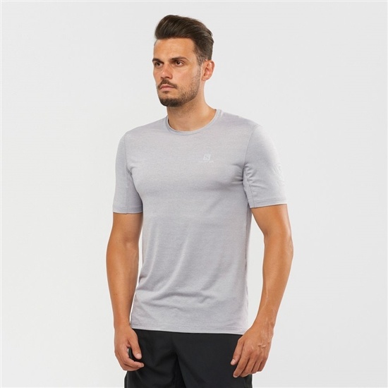 Grey Men's Salomon OUTLINE New Trail Running Gear T Shirts | 194-FGUACS